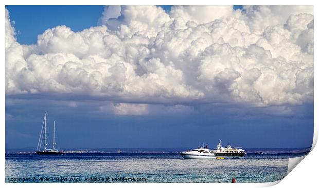 Dramatic Clouds Over Palma Bay Mallorca Print by Peter F Hunt