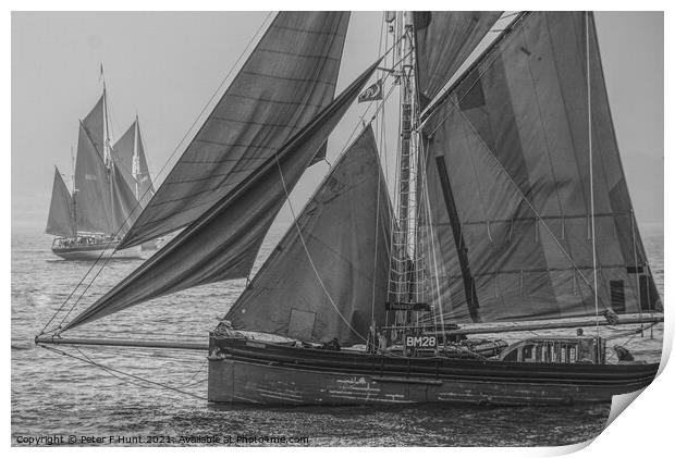 Old Brixham Sailing Trawlers Print by Peter F Hunt