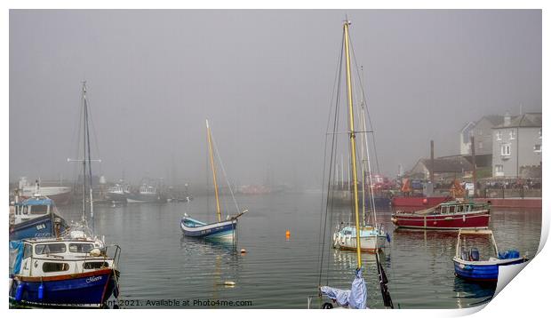 A Misty Brixham Harbour  Print by Peter F Hunt