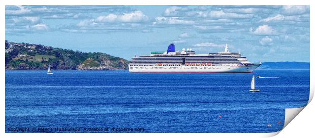 Cruise Ship Arcadia In Torbay Devon Print by Peter F Hunt