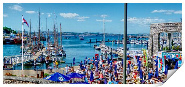 The Busy Port Of Brixham Print by Peter F Hunt