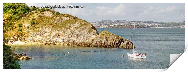 Coasteering at Churston Quay Brixham Print by Peter F Hunt