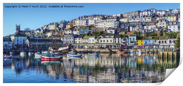 Winter Reflections In Brixham Harbour Print by Peter F Hunt