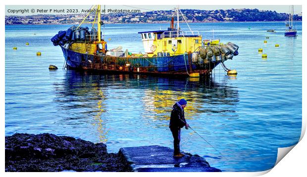 The Lone Fisherman  Print by Peter F Hunt