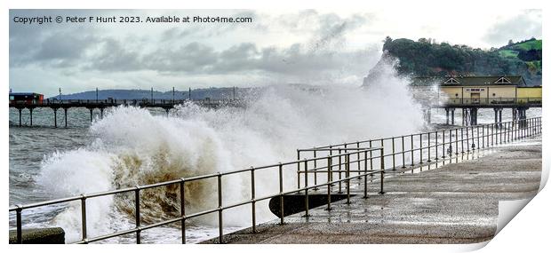 Waves On Teignmouth Sea Front Print by Peter F Hunt