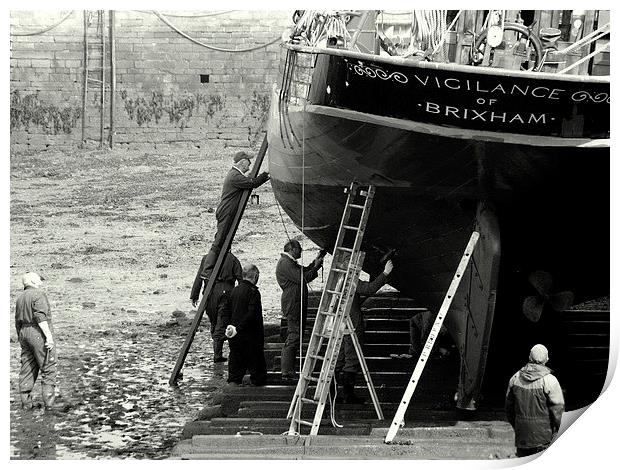 Making Ready  Vigilance Brixham Harbour Print by Peter F Hunt