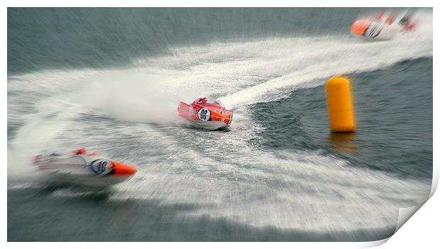 Power Boat Racing Plymouth Sound Print by Peter F Hunt