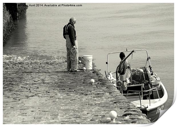 Lynmouth Fishermen Print by Peter F Hunt