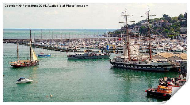 A Busy Harbour In Devon Print by Peter F Hunt