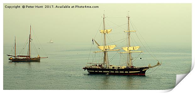 Anchored In The Mist Print by Peter F Hunt