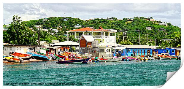 Le Gros Islet Boats Print by Peter F Hunt