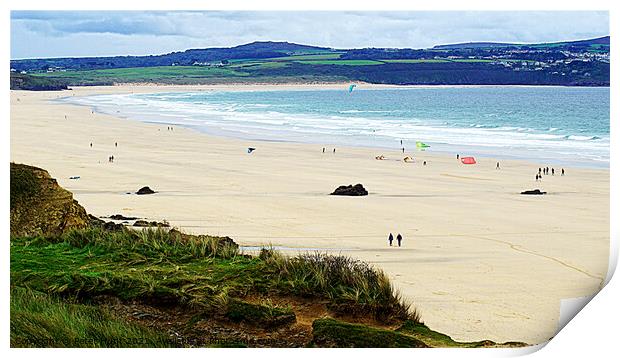 Over The Dunes To Godrevy Beach Print by Peter F Hunt
