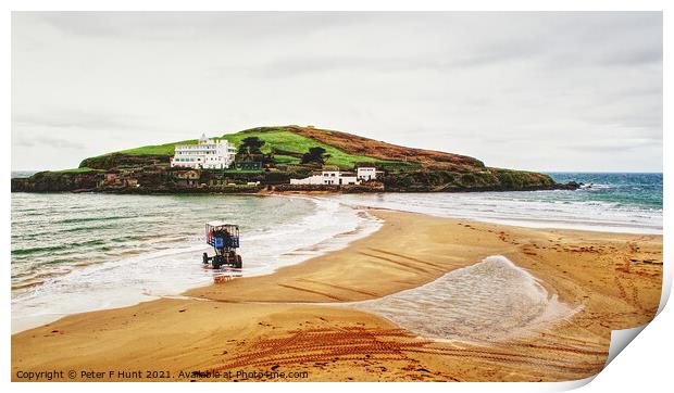 Sea Tractor And The Causeway Print by Peter F Hunt