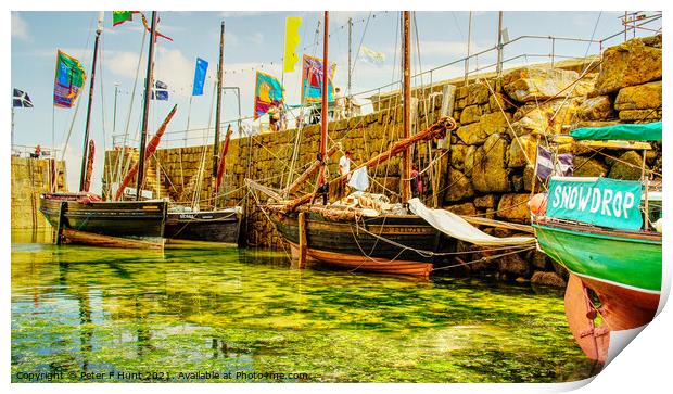 Mousehole Fishing Luggers Print by Peter F Hunt