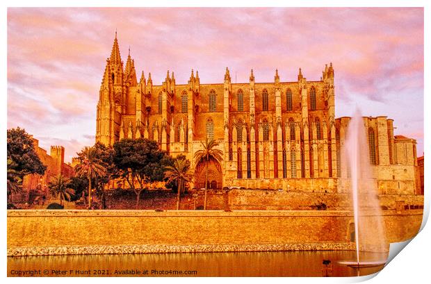 Palma Cathedral Sunset Print by Peter F Hunt