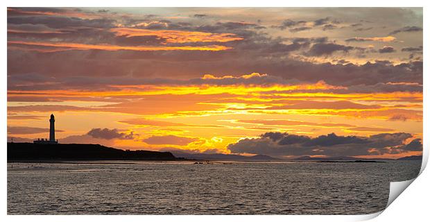 Late evening sunset at Lossiemouth lighthouse Print by Lloyd Fudge
