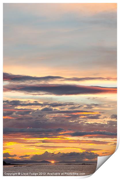 Sunset on scottish beach Print by Lloyd Fudge