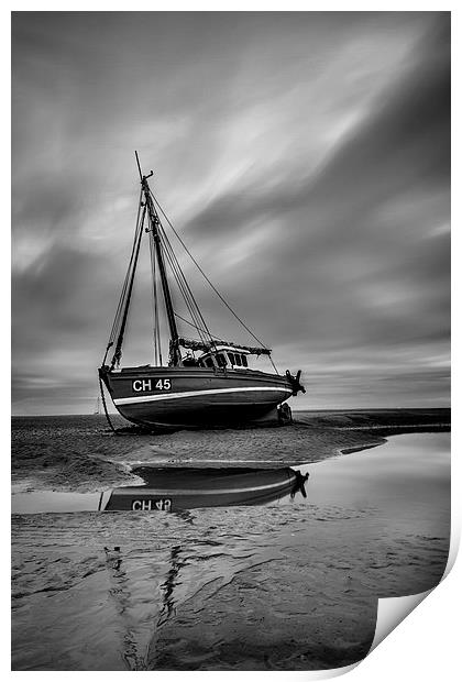 Meols Beach Boat Print by Steven Purcell