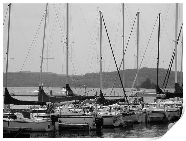 Sailboats in Black and White Print by Pics by Jody Adams