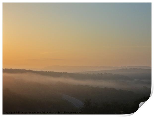 Sunrise in the Fog Print by Pics by Jody Adams
