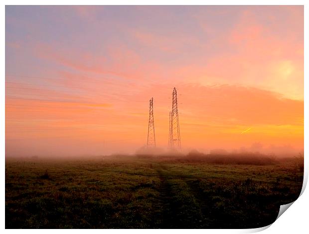 Pylon Sunrise Print by Colin Richards