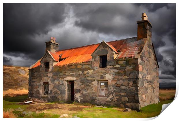 Old House at Callanish Print by Les Ellingham