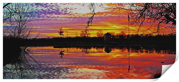 Reflection of a sunset Print by Ian Flear