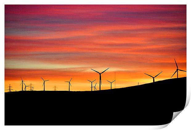 windmills at dusk Print by Peter Lennon