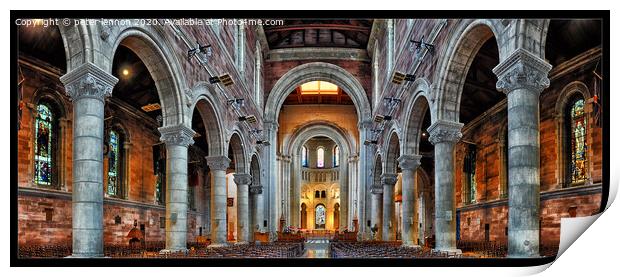 The Aisle of St Annes Cathedral, Belfast Print by Peter Lennon