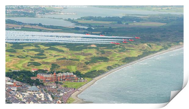 Red Arrows Over Slieve Donard Hotel Print by Peter Lennon