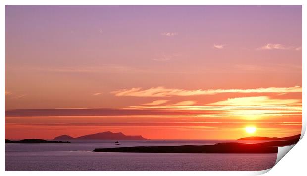Island of Foula in the Sunset Print by Anne Macdonald