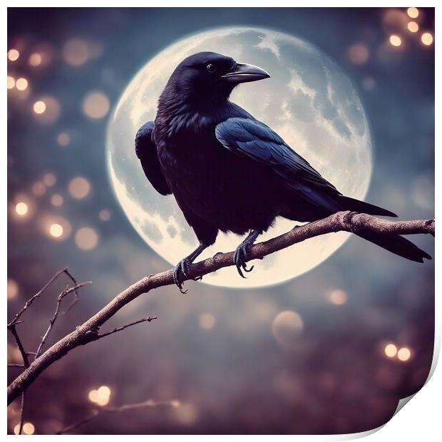 Crow On A Branch Print by Anne Macdonald