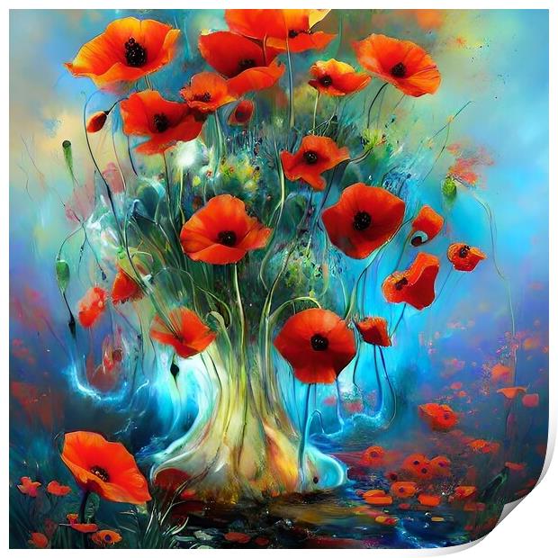 Red Poppy Abstract Print by Anne Macdonald