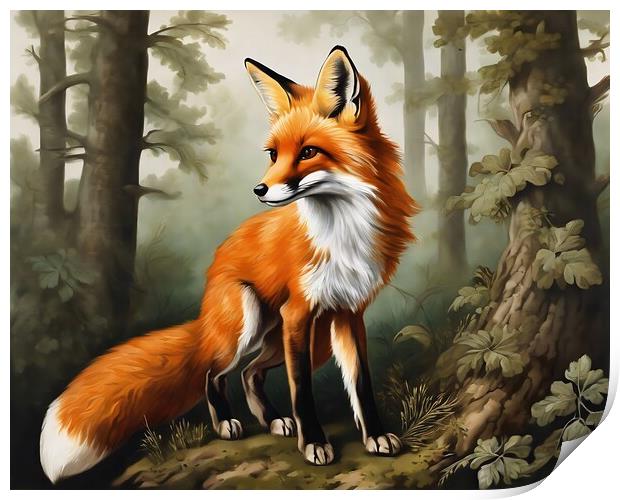 Fox In The Woods Print by Anne Macdonald