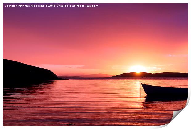 Boat Resting In The Sunset Print by Anne Macdonald