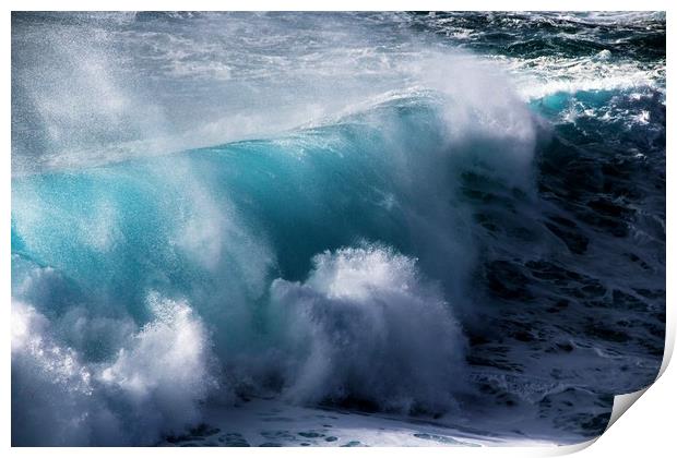 Blue Rolling Wave Print by Anne Macdonald