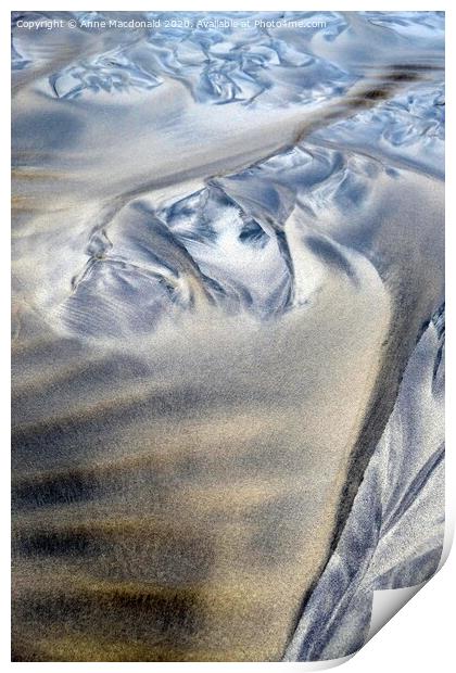 Sand Patterns At Meal Beach, Burra, Shetland. Print by Anne Macdonald