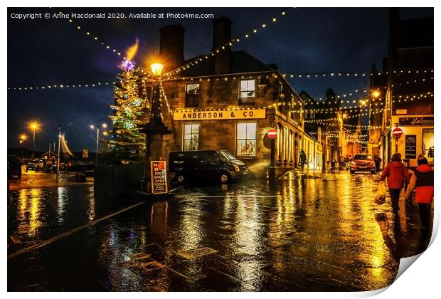 Commercial Street, Lerwick, Shetland At Christmas Print by Anne Macdonald