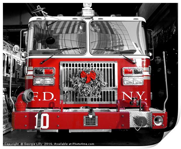 NYC Fire Engine Print by Georgie Lilly