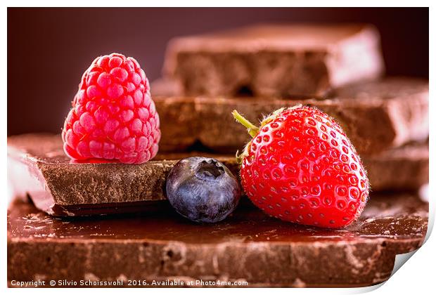 Berries on chocolate (reload) Print by Silvio Schoisswohl