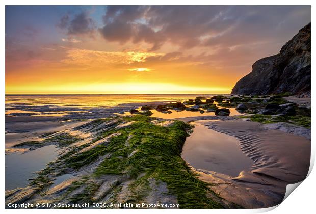 A Cornish beach Print by Silvio Schoisswohl