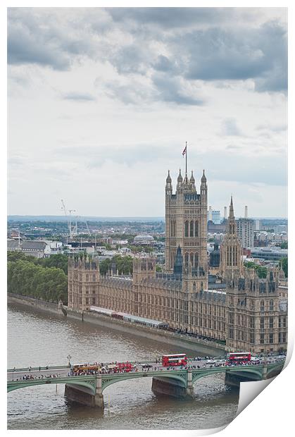 London Calling Cloudy Cityscape Print by shirley gilks