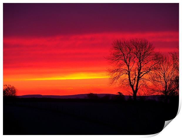 Glowing sunrise Print by paul wheatley