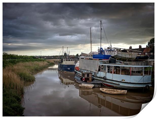 Majestic Boats in Barton Haven Print by P D
