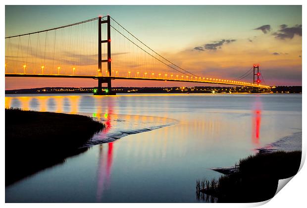 Majestic Sunset over Humber Bridge Print by P D