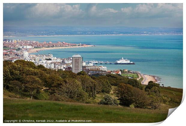 View over Eastbourne from Beachy Head Print by Christine Kerioak