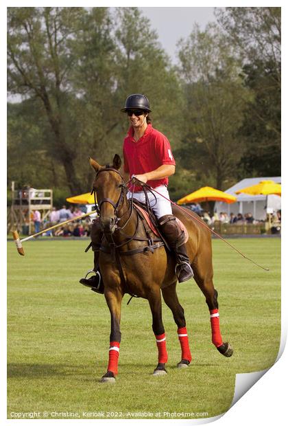 Horse and Happy Rider During Polo Match Print by Christine Kerioak