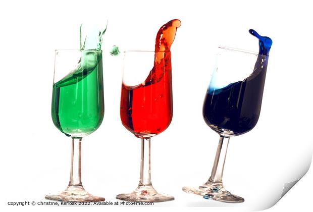 Splashing Green Red and Blue Liqueurs  Print by Christine Kerioak