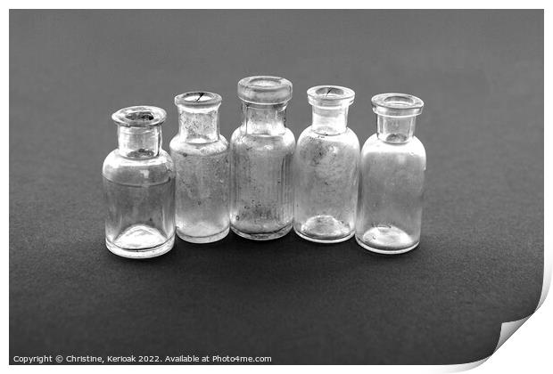 Tiny Glass Bottles Print by Christine Kerioak