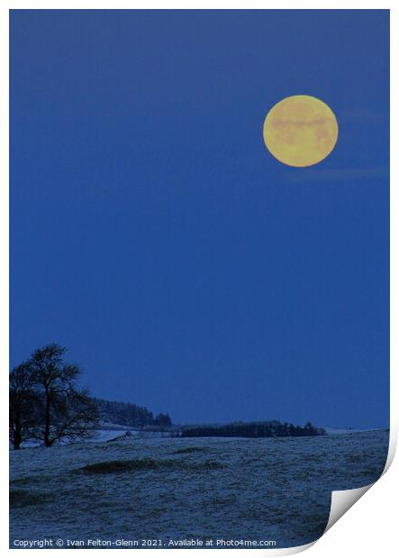 Snowy Moonlit landscape Scotland UK Print by Ivan Felton-Glenn